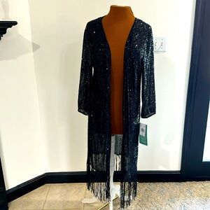 Black Sequin Long Outer XL NWT